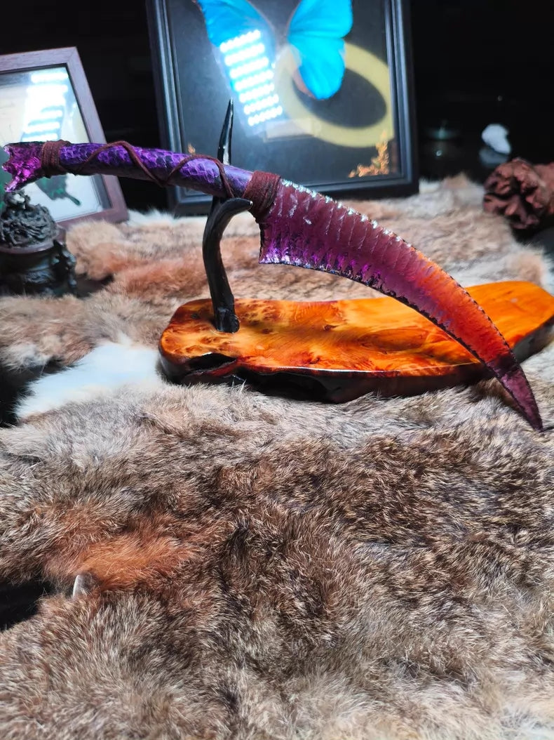 Avatar Na'vi Hunting Knife – Purple Glass-Stone Pressure-Flaked Design – Dragon-Glass Hunting Knife