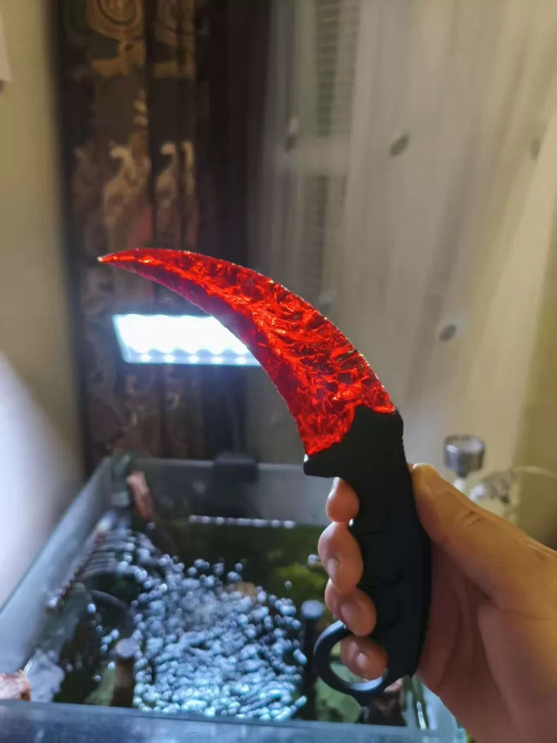 Ruby-hilted Karambit with Chipped-Stone Style Blade – "Blazing Red Dragon Crystal" / "Bloody Flame" Edition