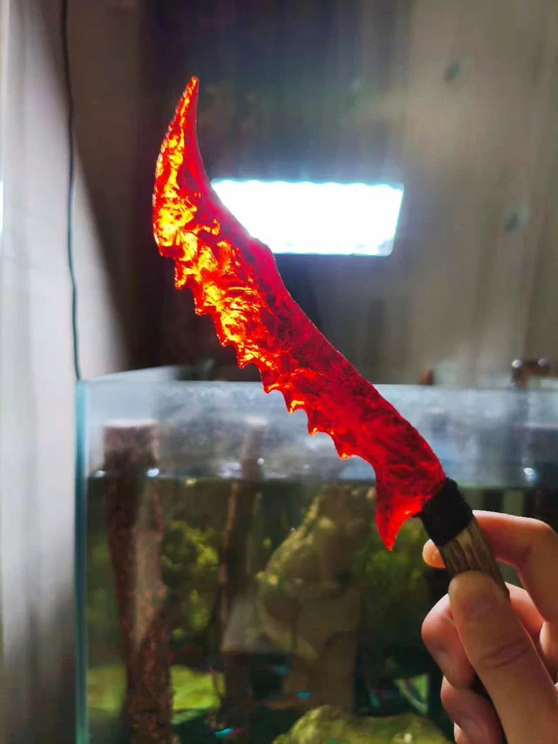 Knapped stone knife; "Dragon Crystal" series Flame Blade; obsidian knife; obsidian "Dragon Crystal" blade—"Fallen Dragon"; Crimson Flame Blade; crystal knife.