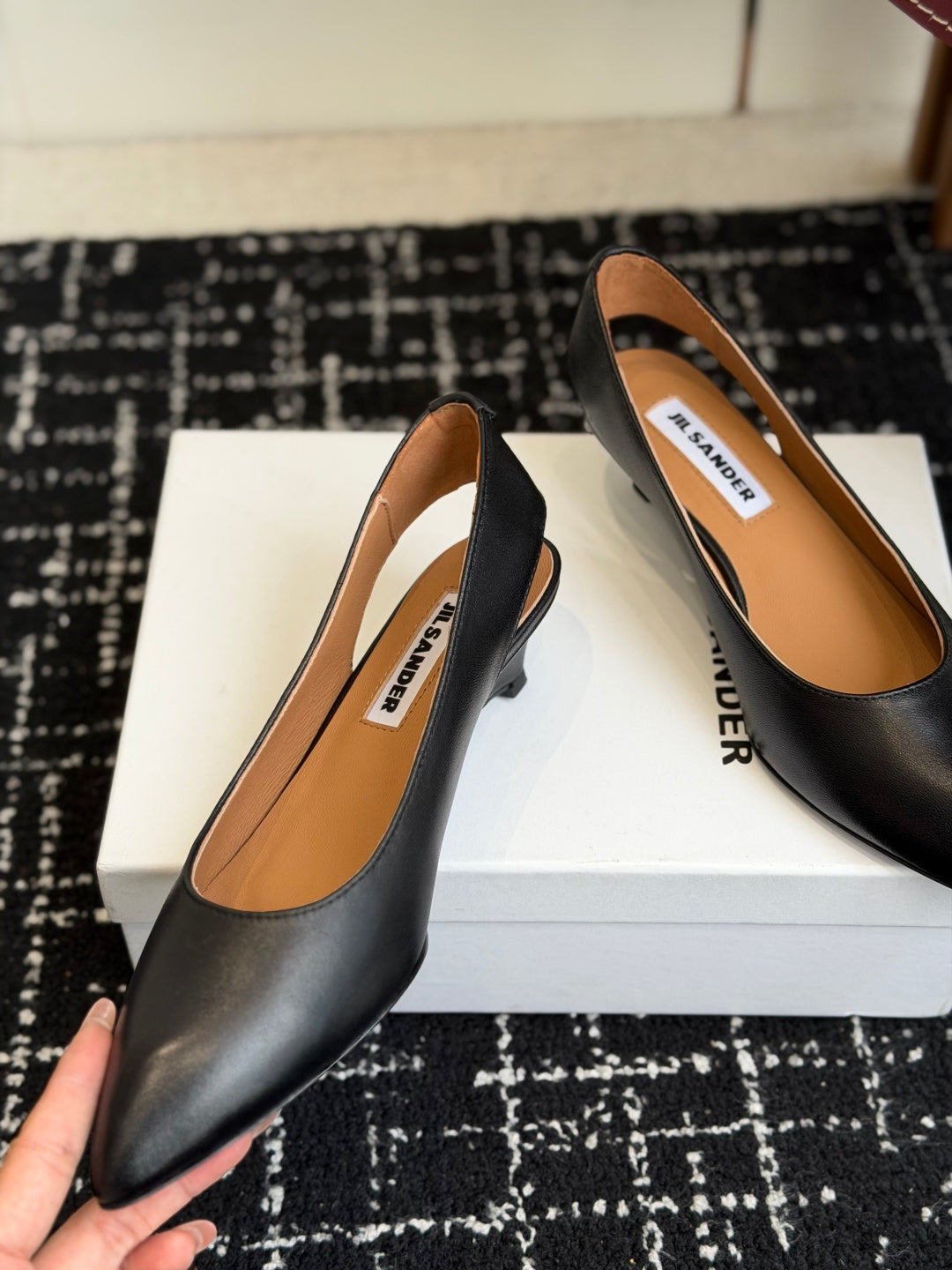 Jil Sander Low-Heel Mule Sandals (Black)