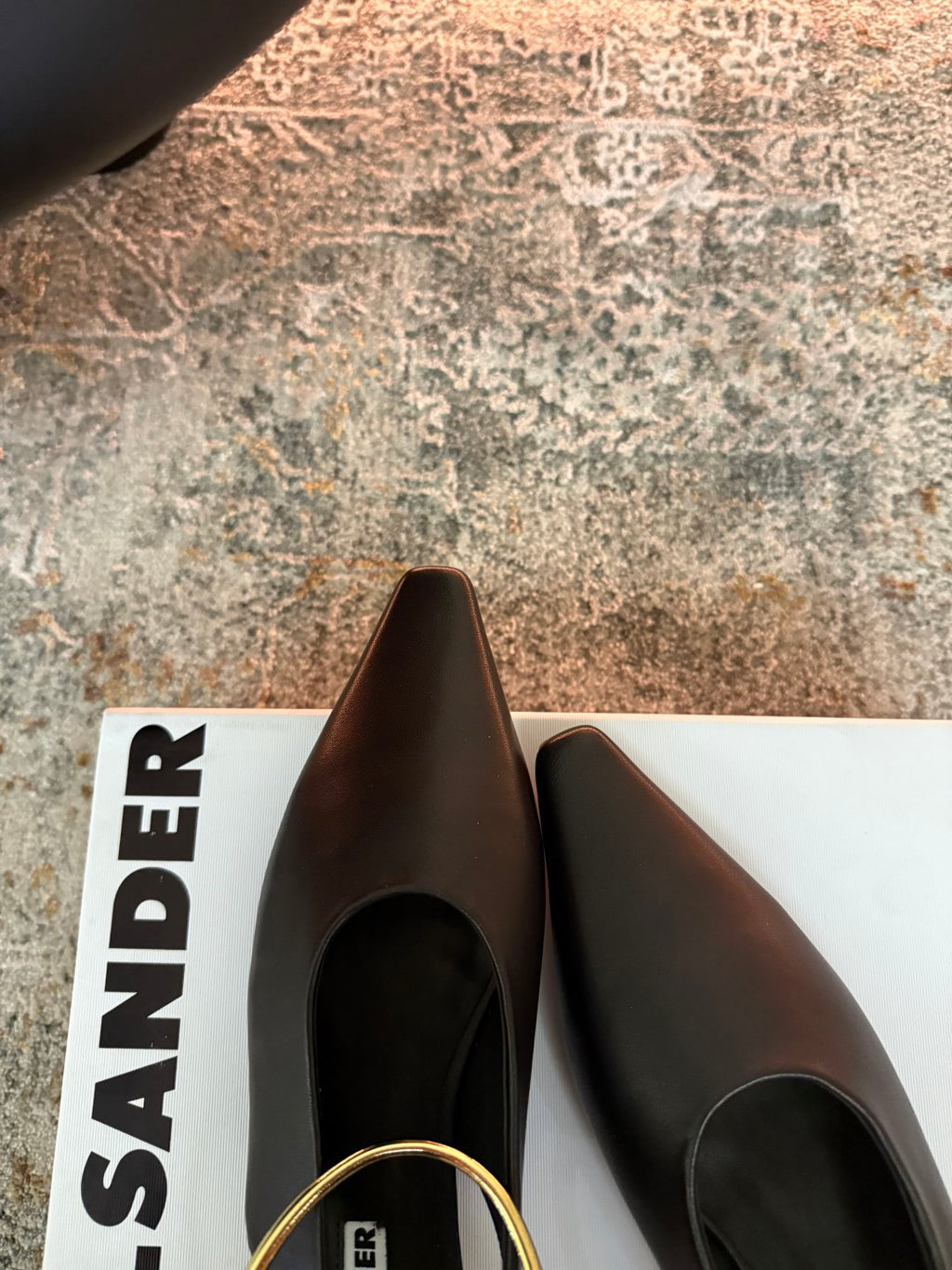 Jil Sander Leather Ballet Flats with Metal Ring (Black)