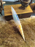 Chipped stone tool; stone knife; stone blade; precious opal conch-shell knife; "Blade of the Ocean"—a divine gift from the Water God; opal knife.