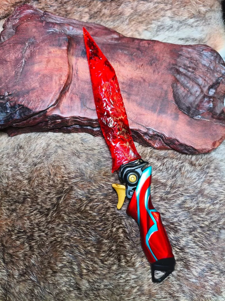 Valorant crafted stone tool etched blade model ornament, peripheral weapon model, physical prop, collectible figure, toy, and ornament.