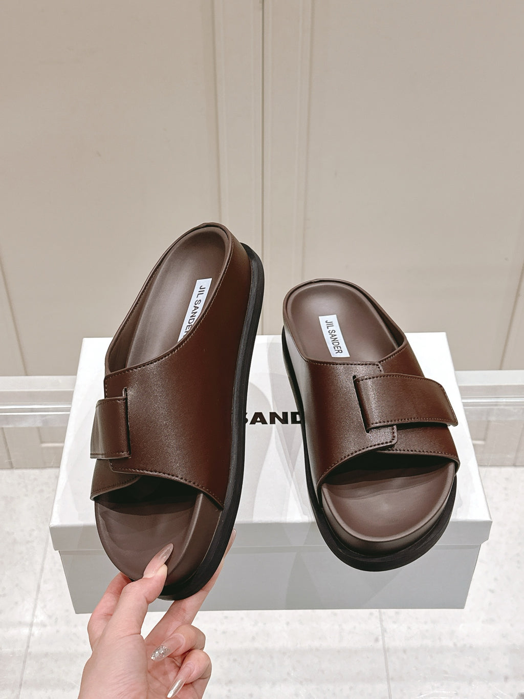 JIL SANDER New Beach Slides (Brown)