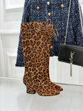Jil Sander Lace-Up Block-Heel Boots (Leopard Print)