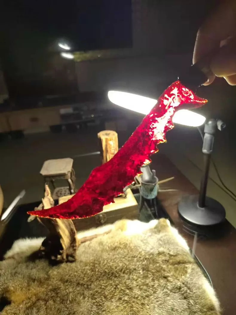 Knapped stone knife; "Dragon Crystal" series Flame Blade; obsidian knife; obsidian "Dragon Crystal" blade—"Fallen Dragon"; Crimson Flame Blade; crystal knife.