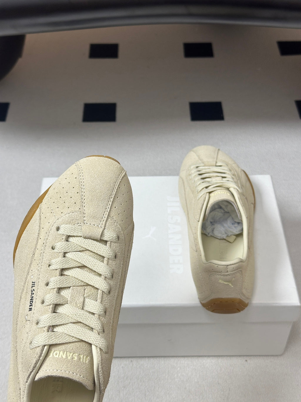JIL SANDER x PUMA Collaboration Low-Top "German Army Trainer" Style Sneakers (Off-White)