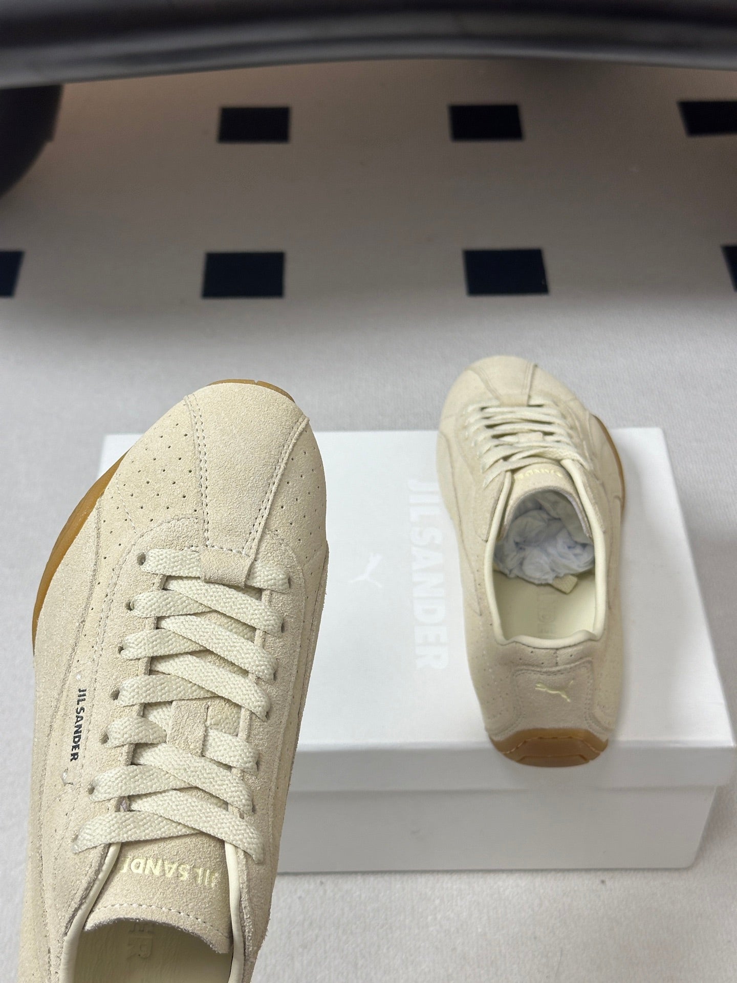 JIL SANDER x PUMA Collaboration Low-Top "German Army Trainer" Style Sneakers (Off-White)