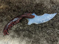 Knapped opal knife (small, uniquely shaped); knapped white opal knife; knapped white opal; opal knife; crystal knife; knapped stone tool.