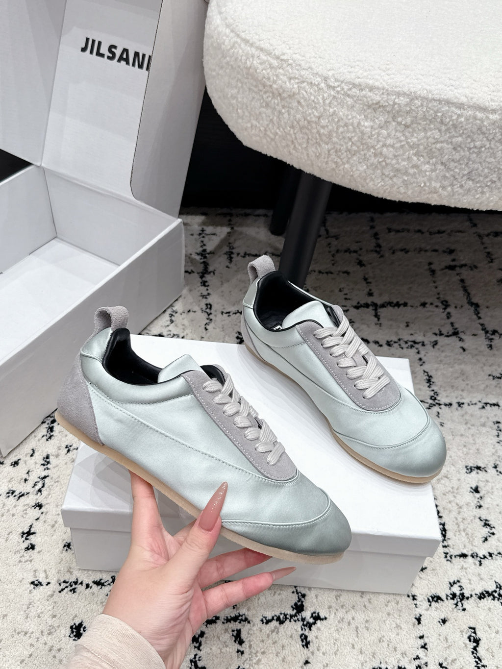 Jil Sander Satin German Army Trainers – Pale Blue