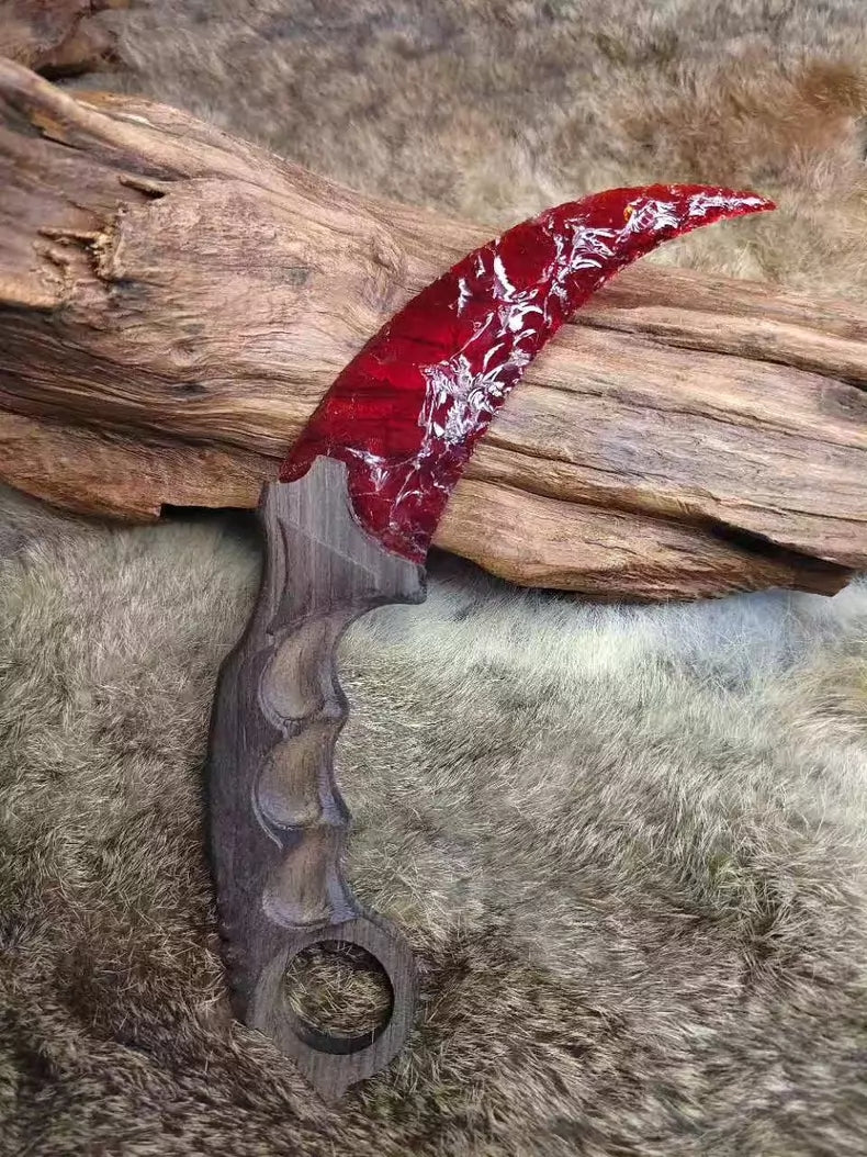 Chipped Stone Tool – Iridescent Ruby Karambit