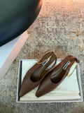 Jil Sander Leather Ballet Flats with Metal Ring (Brown)