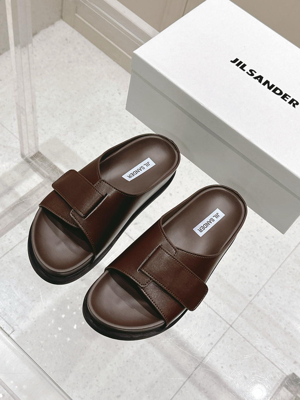 JIL SANDER New Beach Slides (Brown)