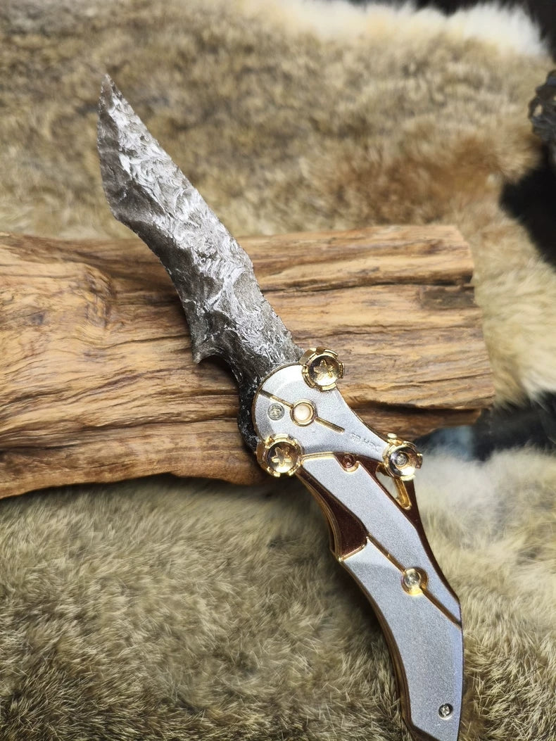 Knapped Stone Blade – Delta "Blade of Mercy" – Delta Force Knife – "Mercy" – Blade of Mercy (In Stock) – Silver Sheen Obsidian Blade