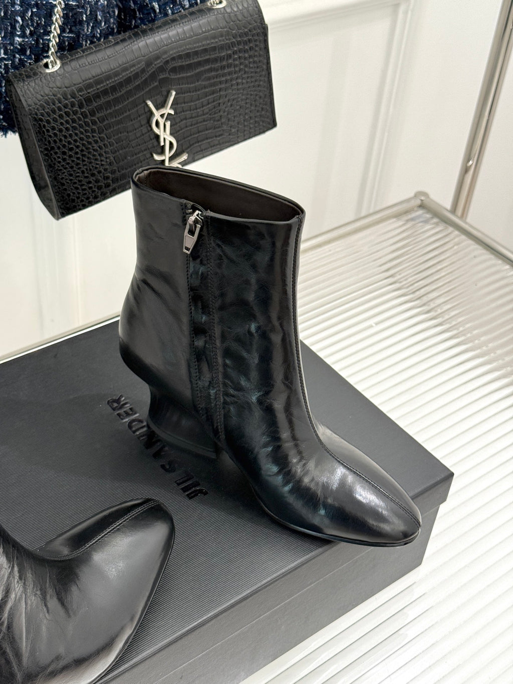 Jil Sander Lace-up Block-heel Ankle Boots (Black)