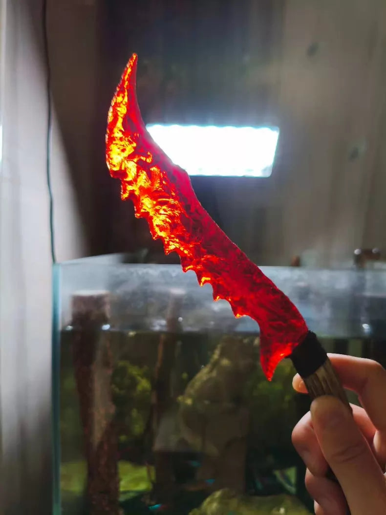 Knapped stone knife; "Dragon Crystal" series Flame Blade; obsidian knife; obsidian "Dragon Crystal" blade—"Fallen Dragon"; Crimson Flame Blade; crystal knife.