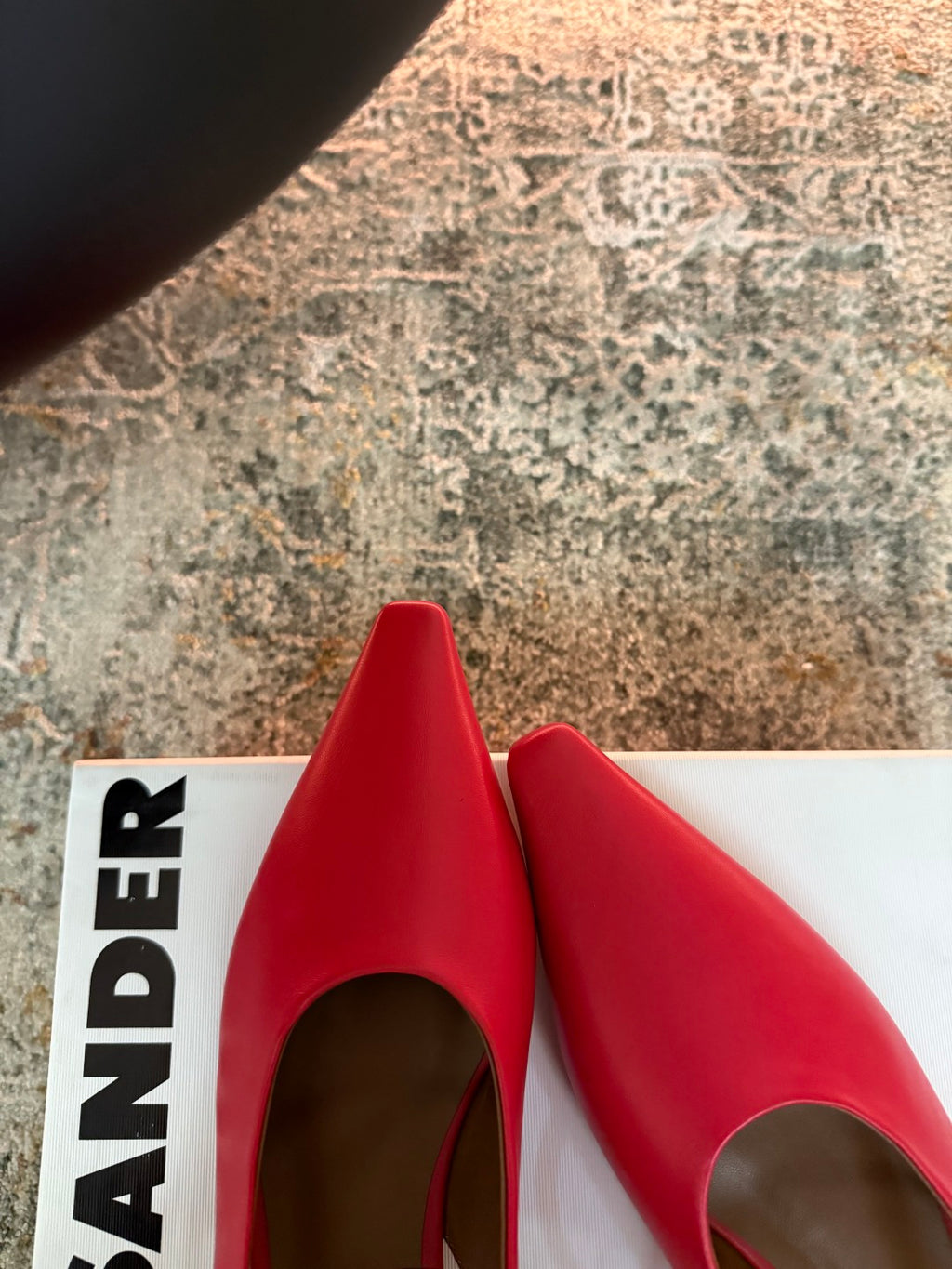 Jil Sander Leather Ballet Flats with Metal Ring (Red)