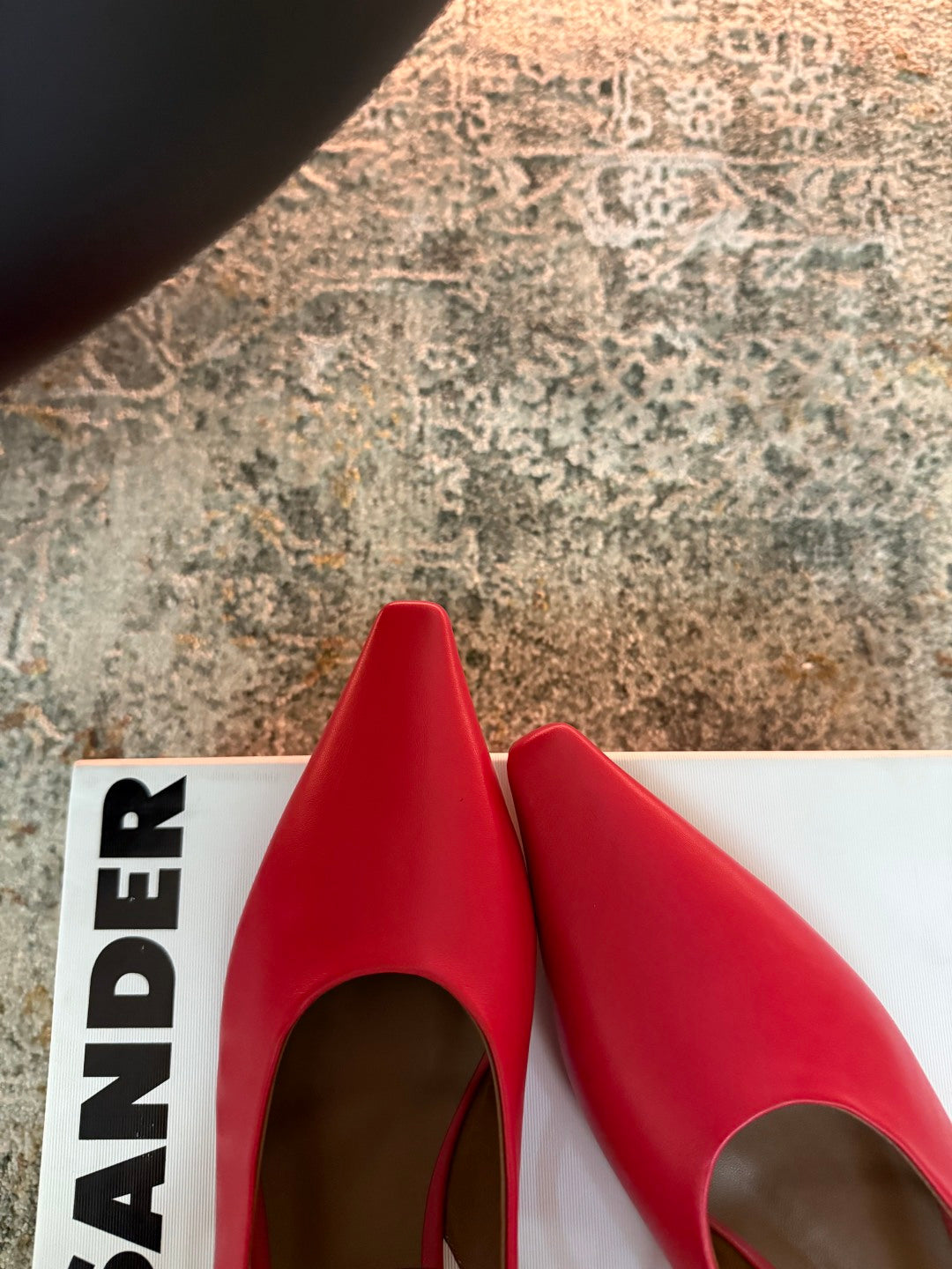 Jil Sander Leather Ballet Flats with Metal Ring (Red)