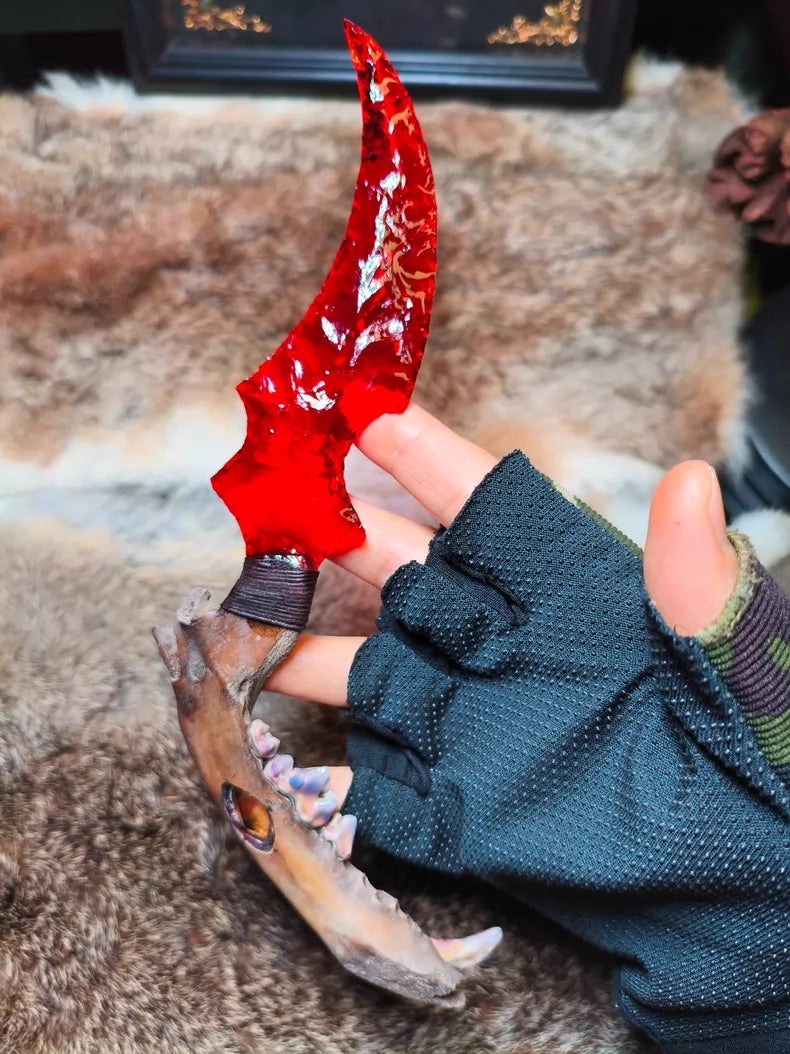 Glacial Relics × Crimson Glazed Glass | Hand-forged Stone Artifacts