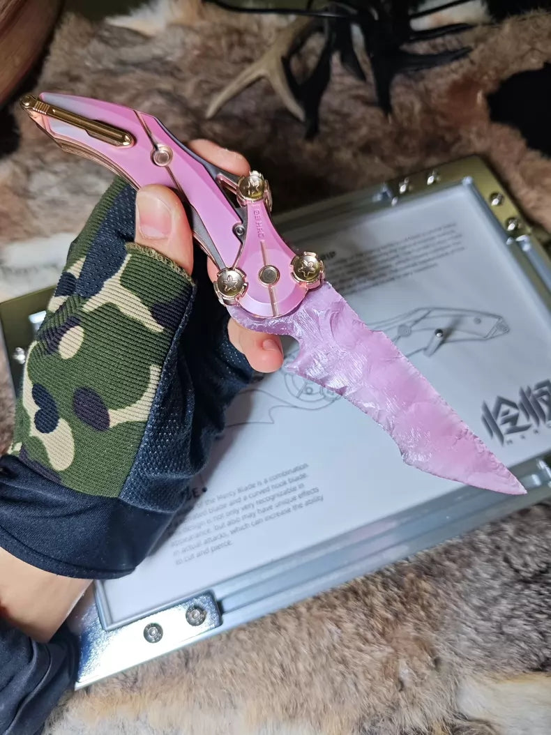 Blade of Mercy (Delta Ops): "Girly Pink" Knapped Stone & Pink Cat's Eye Opal Blade
