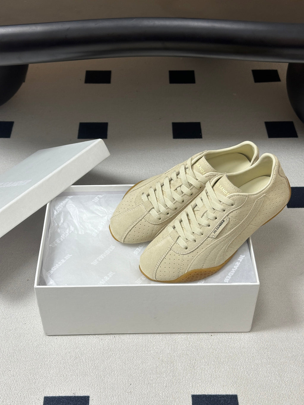 JIL SANDER x PUMA Collaboration Low-Top "German Army Trainer" Style Sneakers (Off-White)