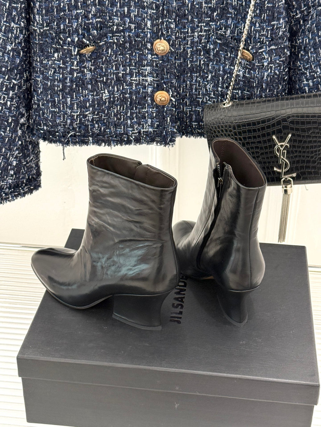 Jil Sander Lace-up Block-heel Ankle Boots (Black)