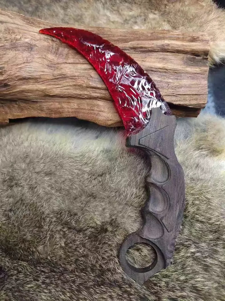 Chipped Stone Tool – Iridescent Ruby Karambit