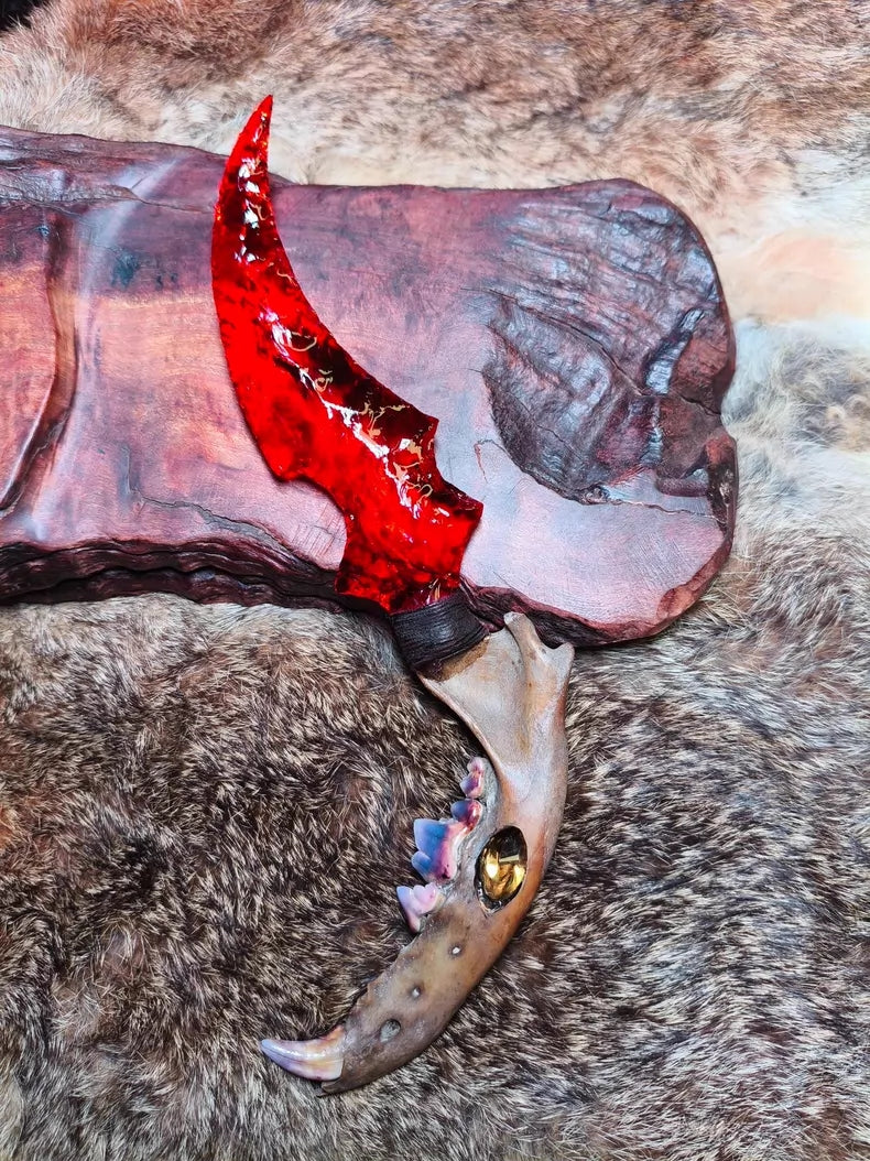 Glacial Relics × Crimson Glazed Glass | Hand-forged Stone Artifacts