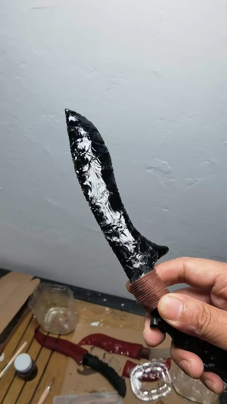 Knapped stone tools; stone knives; in-stock items including Nepalese curved knives (kukris) and Mongolian curved knives.