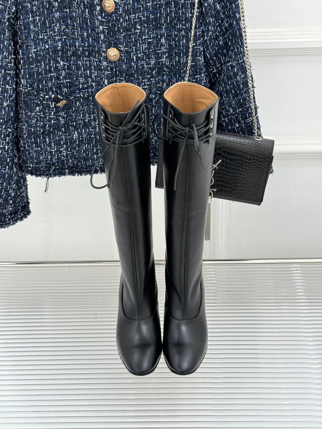 Jil Sander Lace-Up Block-Heel Boots (Black)