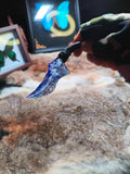 Knapped stone knife for opening packages; unique-shaped small knife; blue opal knife.