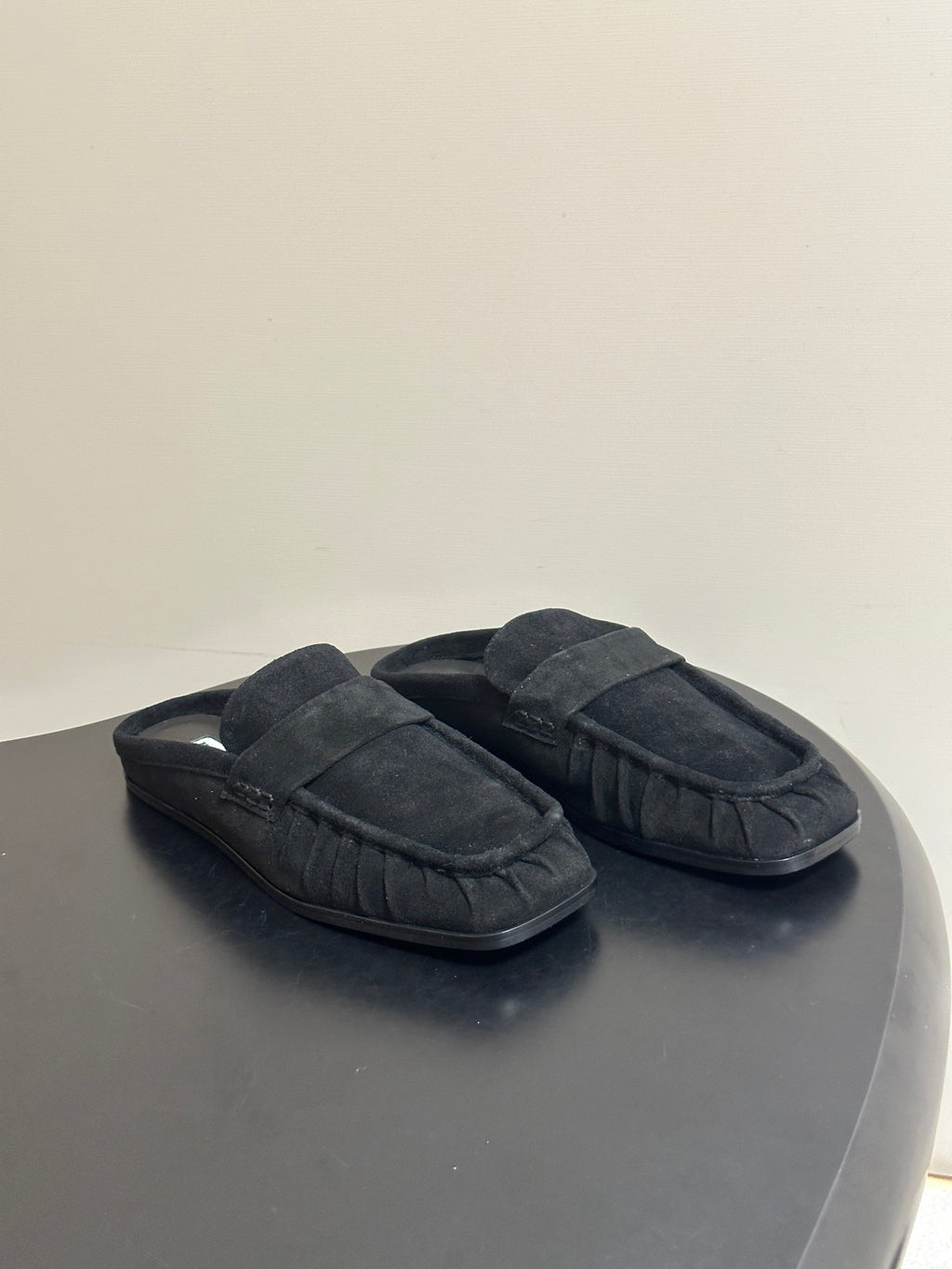 JIL SANDER Square-Toe Pleated Leather Mules (Grey)