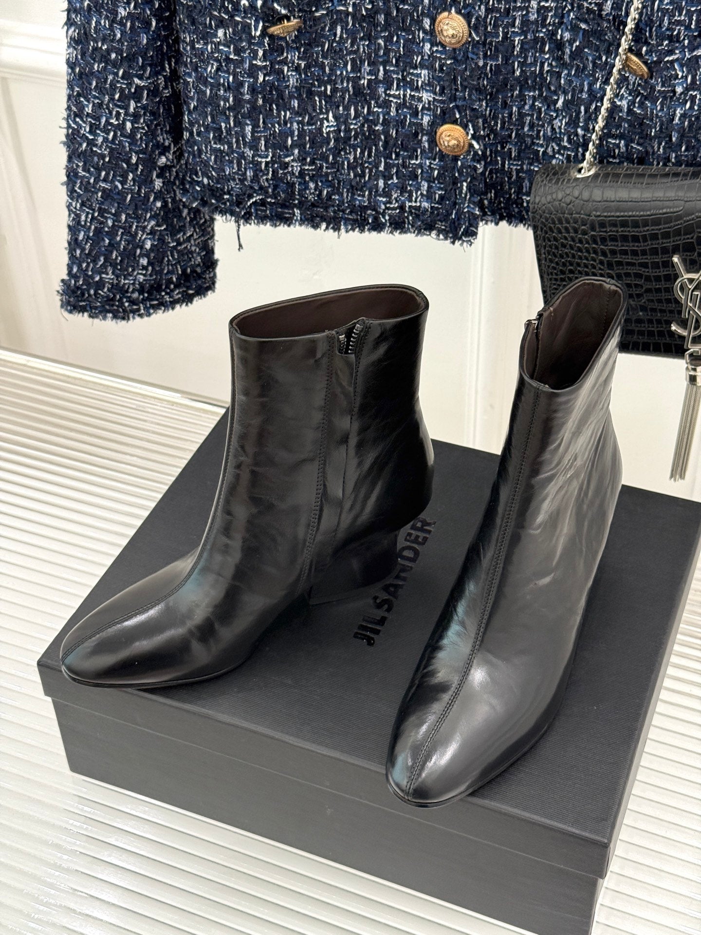 Jil Sander Lace-up Block-heel Ankle Boots (Black)
