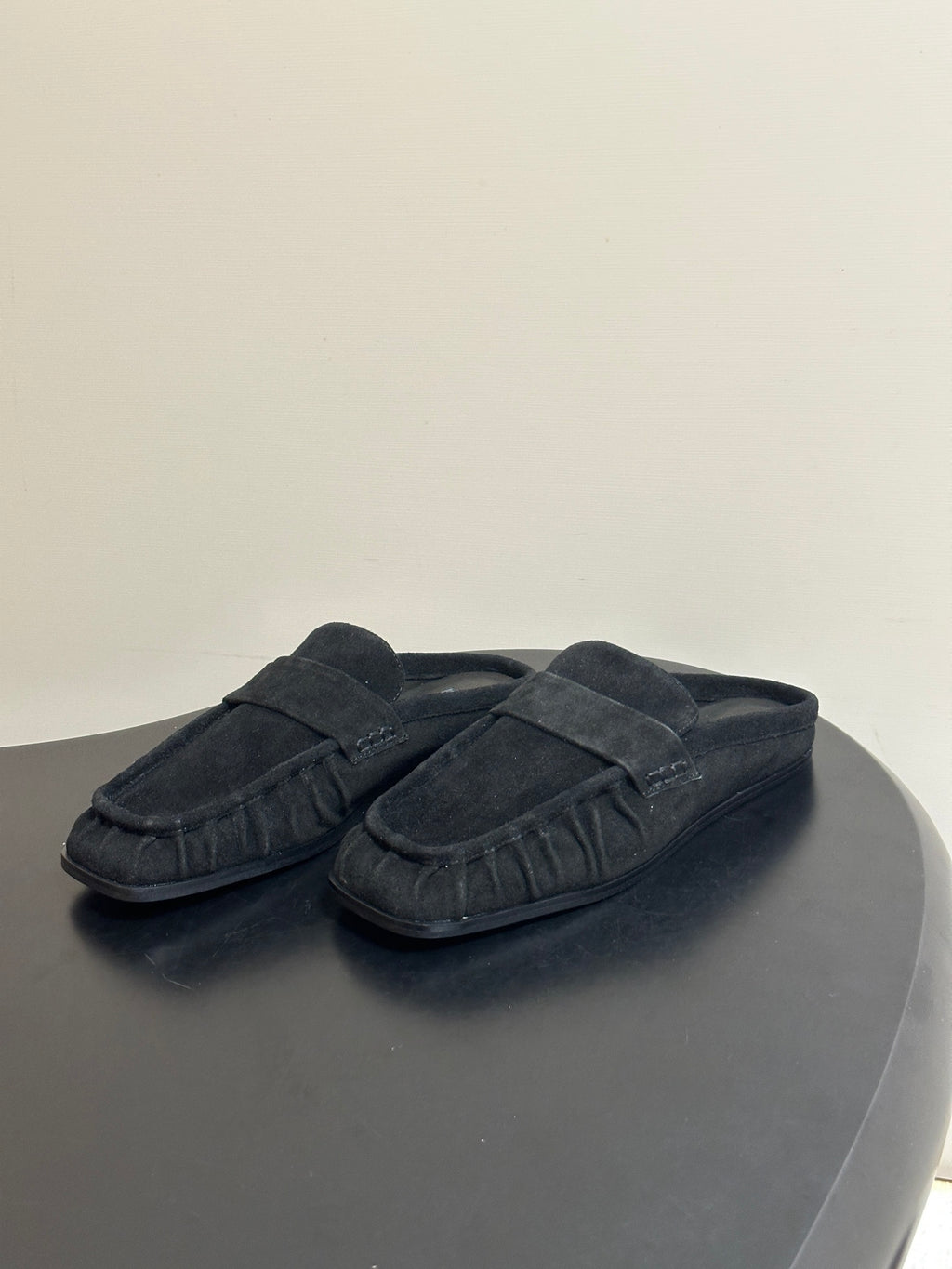 JIL SANDER Square-Toe Pleated Leather Mules (Grey)