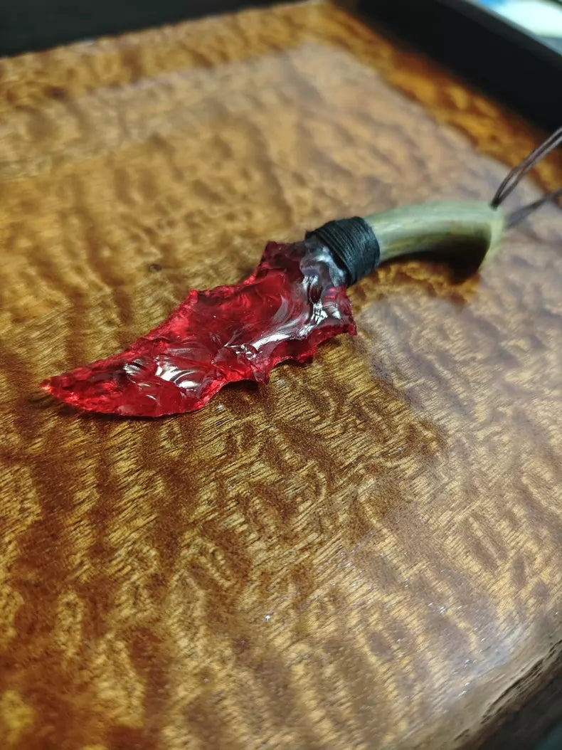 Hand-forged stone-style knife; "Dragon Crystal" hunting knife (miniature); handcrafted small knife featuring the "Little Cat" blade style.