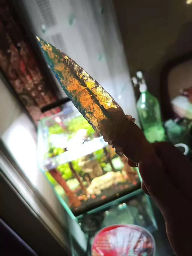 Chipped stone tool; stone knife; stone blade; precious opal conch-shell knife; "Blade of the Ocean"—a divine gift from the Water God; opal knife.