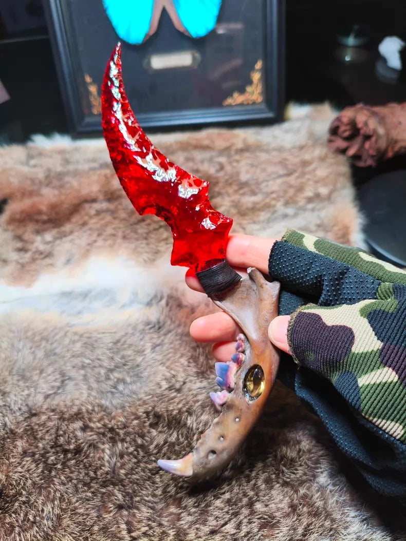 Glacial Relics × Crimson Glazed Glass | Hand-forged Stone Artifacts