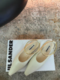 Jil Sander Leather Ballet Flats with Metal Ring (Off-White)