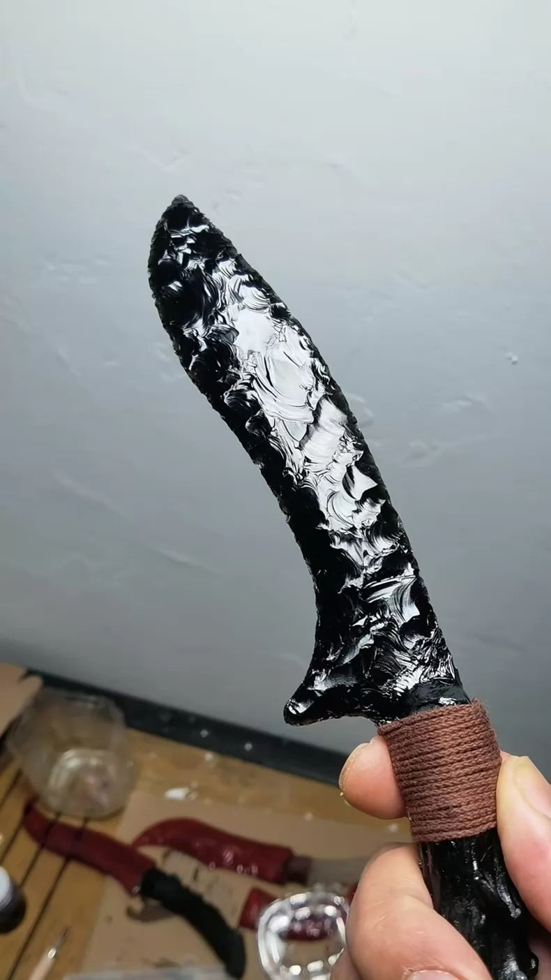 Knapped stone tools; stone knives; in-stock items including Nepalese curved knives (kukris) and Mongolian curved knives.