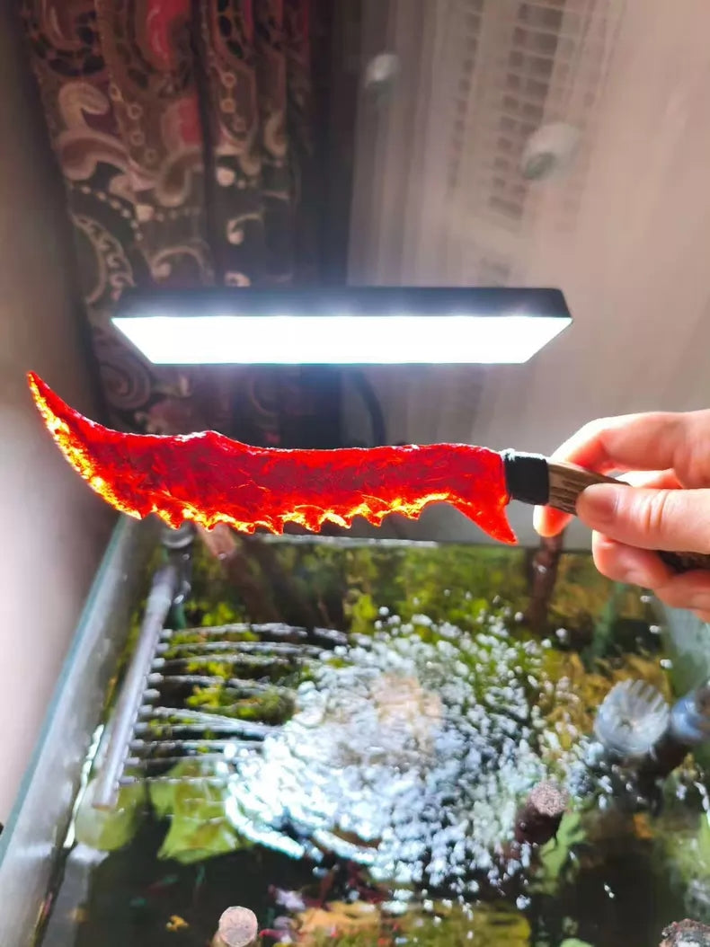 Knapped stone knife; "Dragon Crystal" series Flame Blade; obsidian knife; obsidian "Dragon Crystal" blade—"Fallen Dragon"; Crimson Flame Blade; crystal knife.
