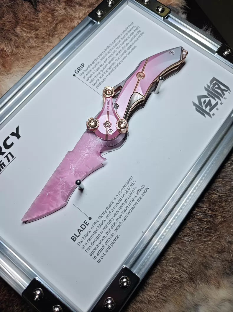 Blade of Mercy (Delta Ops Remake): Girly-pink knapped stone blade with pink cat's-eye finish.