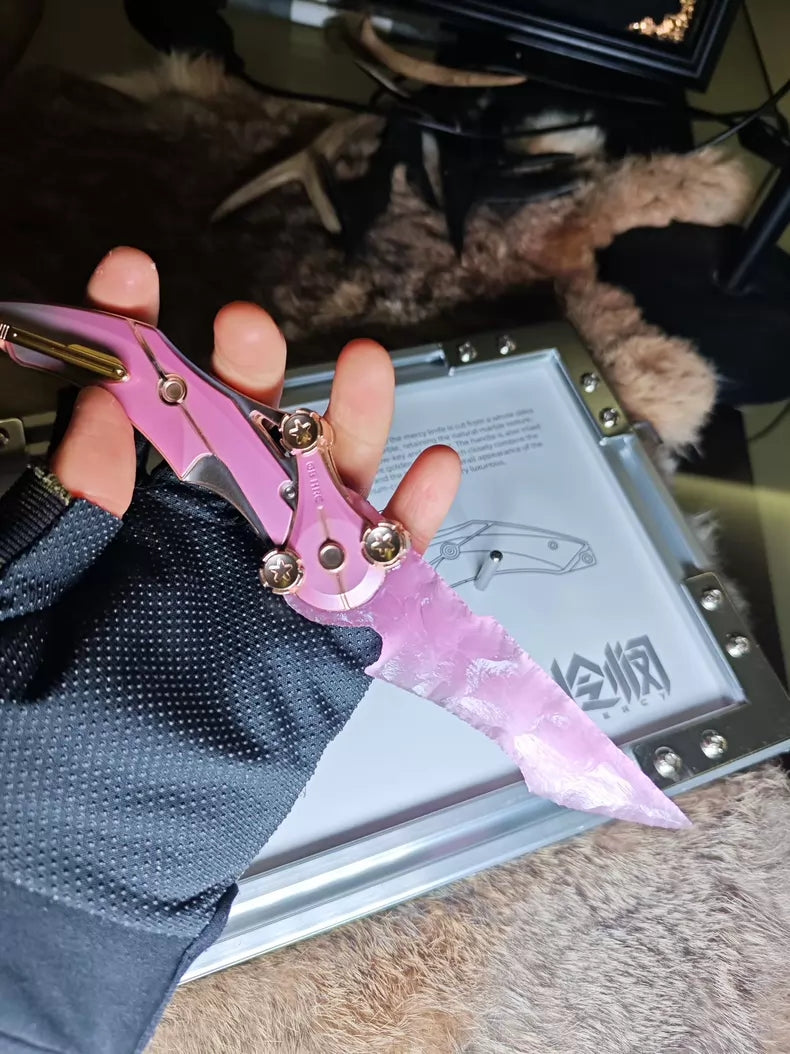 Blade of Mercy (Delta Ops): "Girly Pink" Knapped Stone & Pink Cat's Eye Opal Blade