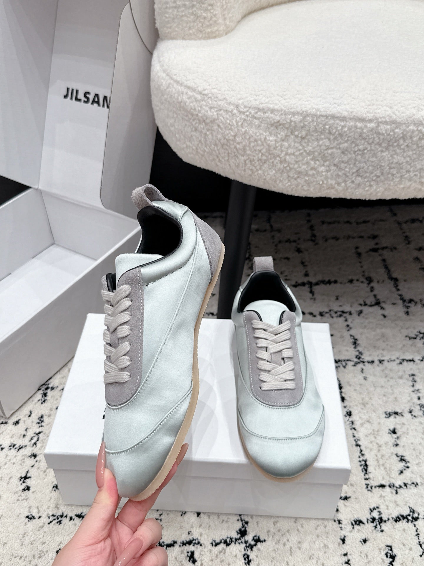 Jil Sander Satin German Army Trainers – Pale Blue
