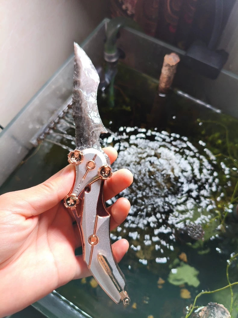Knapped Stone Blade – Delta "Blade of Mercy" – Delta Force Knife – "Mercy" – Blade of Mercy (In Stock) – Silver Sheen Obsidian Blade