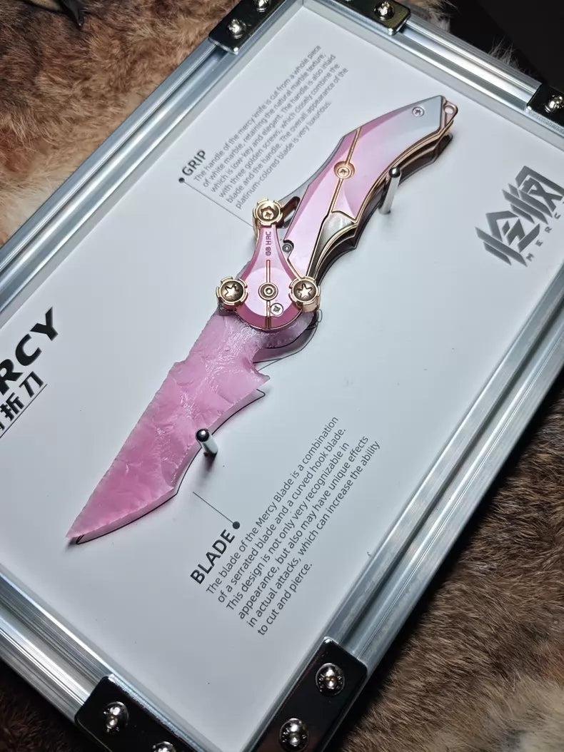 Blade of Mercy (Delta Ops Remake): Girly-pink knapped stone blade with pink cat's-eye finish.