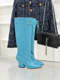 Jil Sander Lace-Up Block-Heel Boots (Blue)