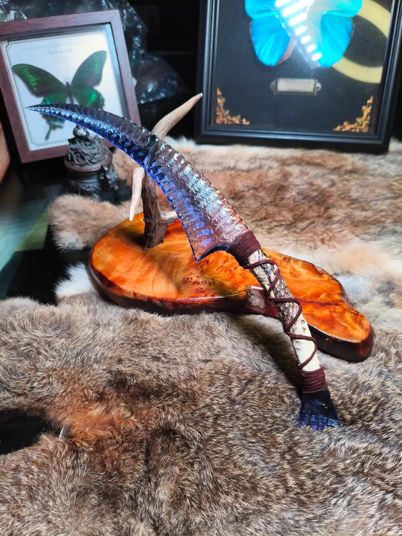 Avatar Na'vi Hunting Knife (Light Blue Lapis Lazuli Style) – Na'vi Hunting Knife – Dragon-glass Style Hunting Knife