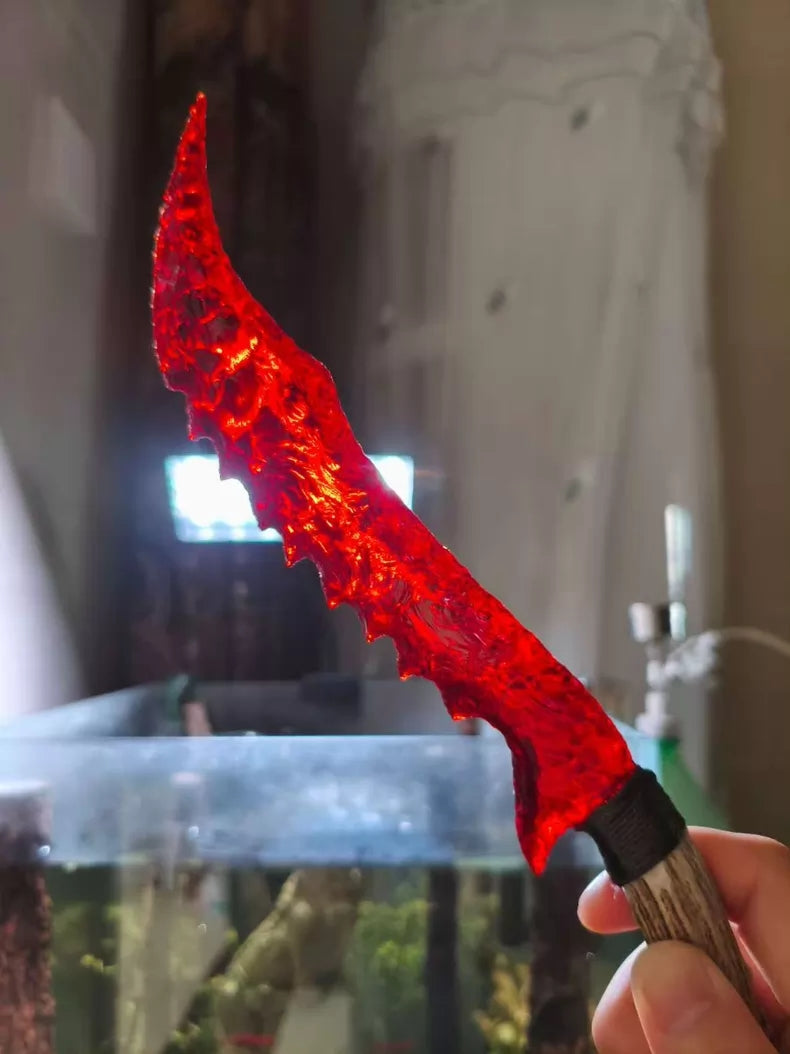 Knapped stone knife; "Dragon Crystal" series Flame Blade; obsidian knife; obsidian "Dragon Crystal" blade—"Fallen Dragon"; Crimson Flame Blade; crystal knife.