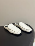 JIL SANDER Square-Toe Pleated Leather Mules (White)