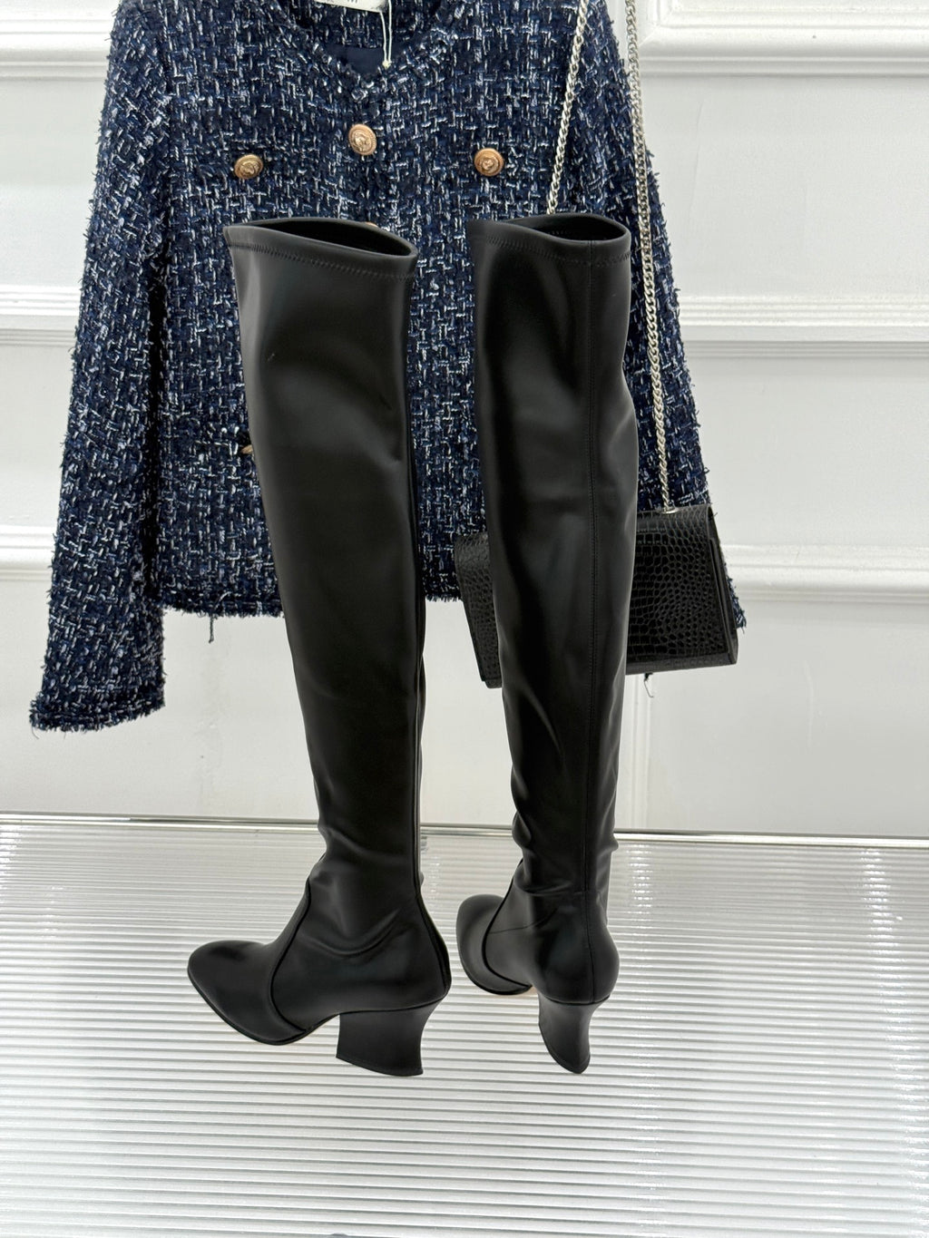 Jil Sander Block-Heel Stretch Boots (Black)